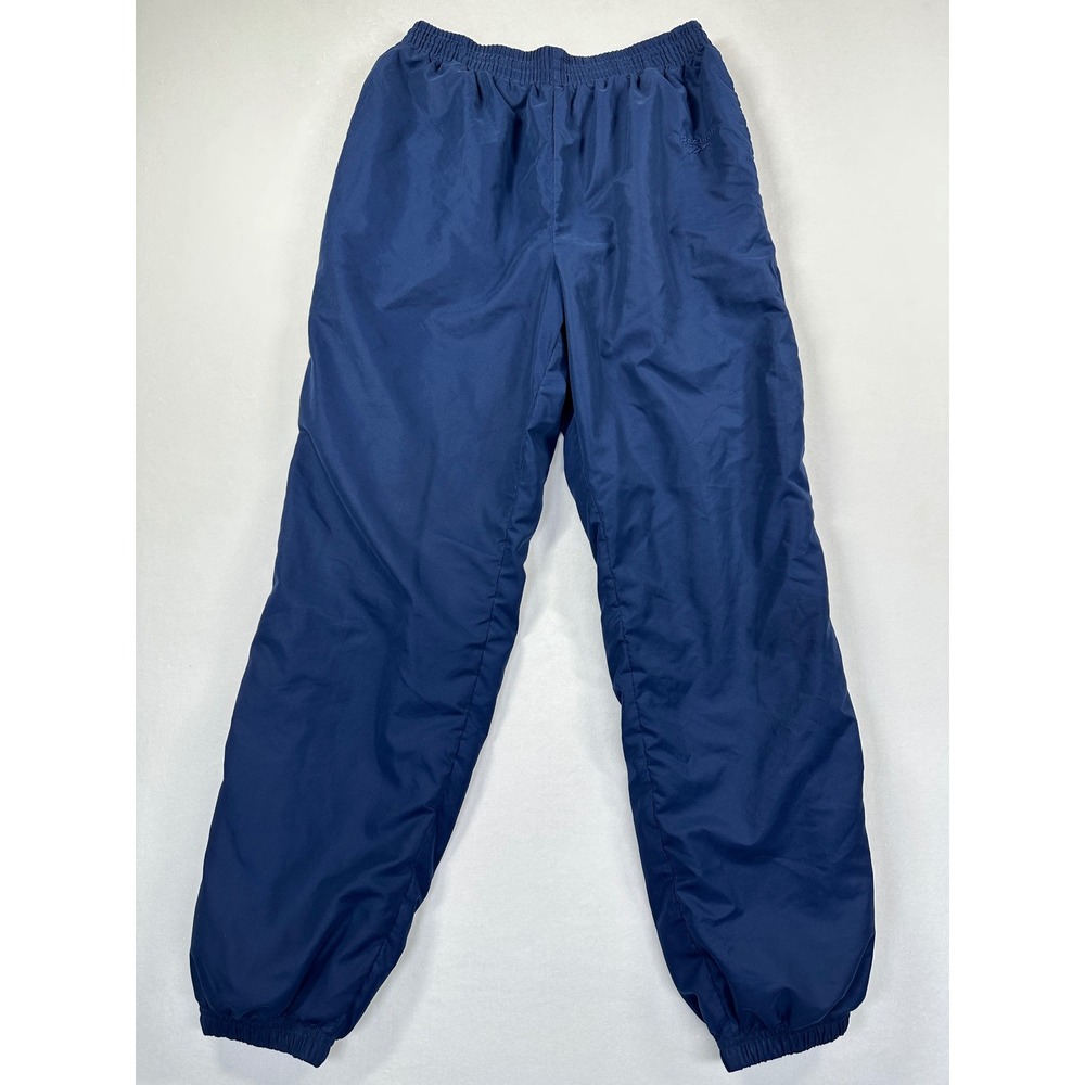 Vintage 90s Reebok Track Pants Large Navy Blue Windbreaker Joggers Retro Sporty